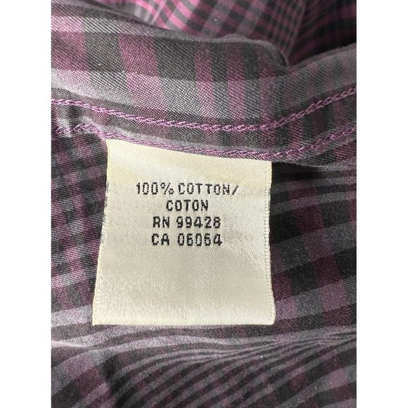 Bugatchi Uomo Mens XL Purple Black Plaid Classic Fit Long Sleeve Button Up Shirt - Picture 7 of 9